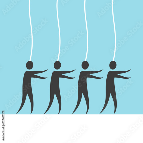 People manipulated. Manipulation, total control, propaganda, brainwash, disinformation, totalitarianism and conformity concept. Flat design. EPS 8 vector illustration, no transparency, no gradients