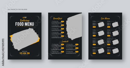 Food menu flyer template, Restaurant menu design
