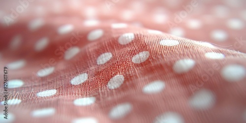 A close up of a red and white polka dot fabric. The fabric is very soft and has a very smooth texture