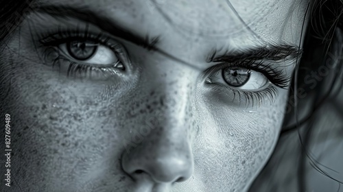 Wallpaper Mural A woman with green eyes and red spots on her face Torontodigital.ca