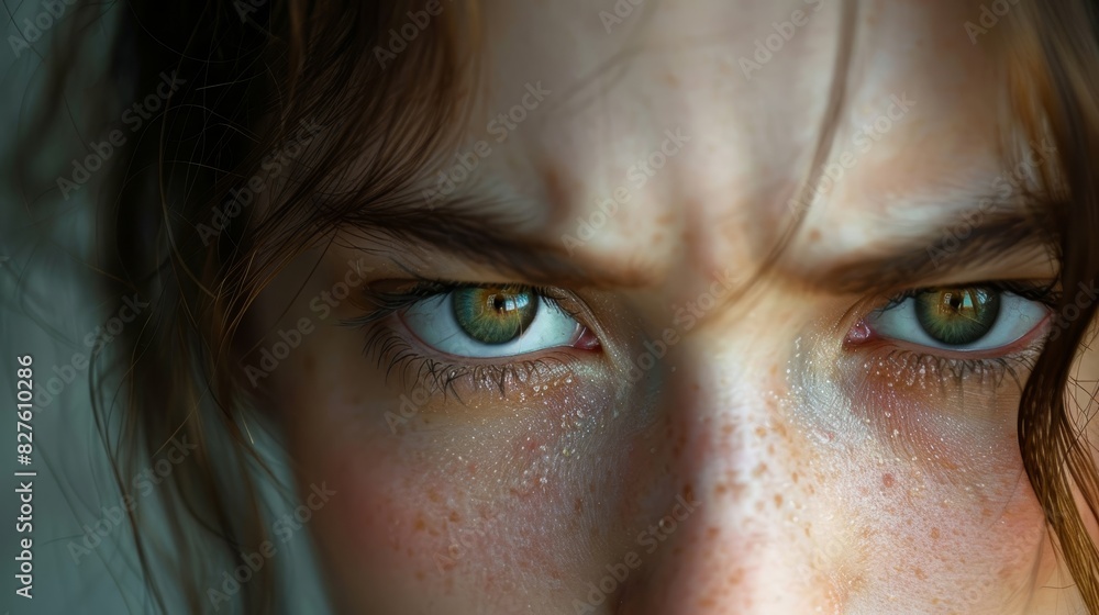 A woman with green eyes and red hair A woman with green eyes and red hair