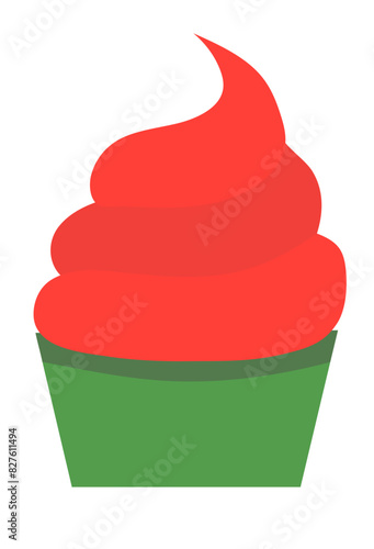 Ice cream sorbet in cup. Summer time sweet food. Vector flat illustration.