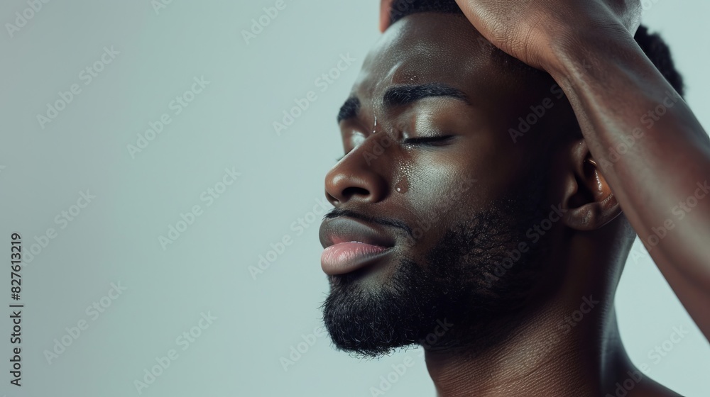 A woman's face is wet and she is resting her head on someone's shoulder A woman's face is wet and she is resting her head on someone's shoulder