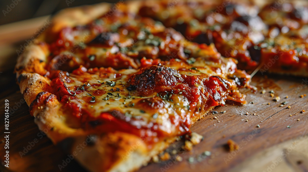 Cutting Cheese Pizza Into Triangular Pieces On Blurry Background Cutting Cheese Pizza Into Triangular Pieces On Blurry Background