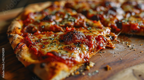 Cutting Cheese Pizza Into Triangular Pieces On Blurry Background