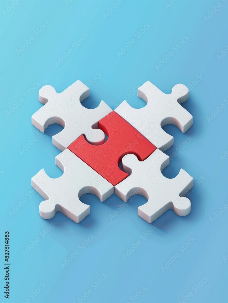 A puzzle piece with a red piece in the middle A puzzle piece with a red piece in the middle
