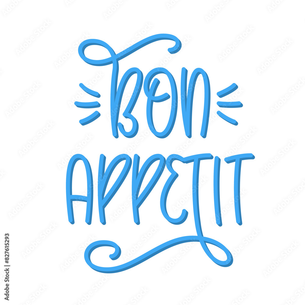 Bon Appetit Handwritten Phrase. Vector Hand Lettering of Kitchen and Cafe Quote. Bon Appetit Handwritten Phrase. Vector Hand Lettering of Kitchen and Cafe Quote.