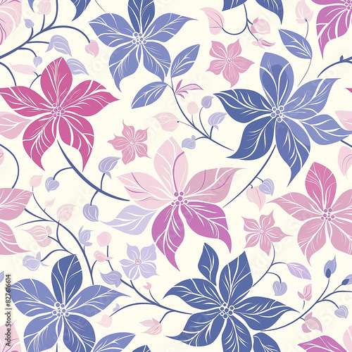 Wallpaper Mural Repeating floral pattern for wallpaper or fabric design, wrapping Torontodigital.ca