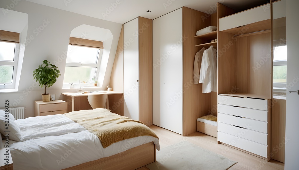 Fototapeta premium Scandinavian bedroom interior design bedroom