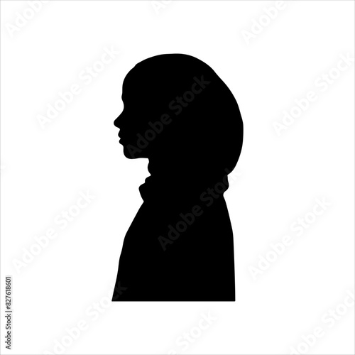 Black hijab girl silhouette isolated on white background. Hijab girl icon vector illustration design.
