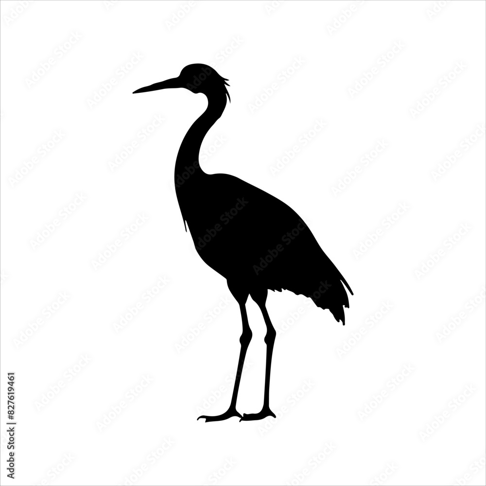 Fototapeta premium Crane bird silhouette isolated on white background. Crane bird icon vector illustration design.