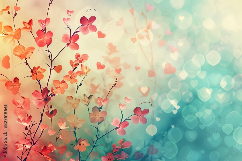 Spring background flowers and hearts. Design of albums, notebooks, banners, postcards, posters Spring background flowers and hearts. Design of albums, notebooks, banners, postcards, posters