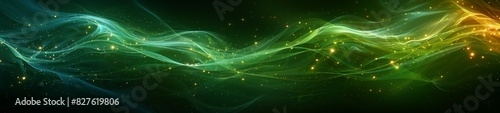 The gentle curves of green lines create an elegant and dynamic wallpaper backdrop.