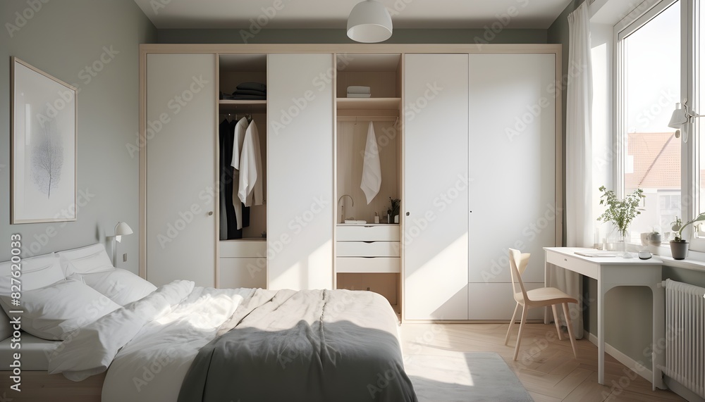 Fototapeta premium Scandinavian bedroom interior design bedroom