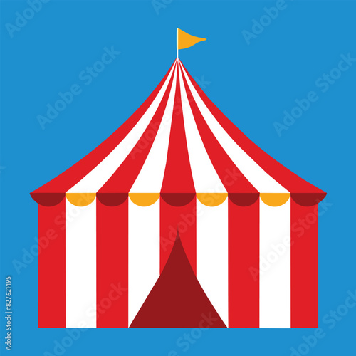 Striped red circus tent stock vector illustration.