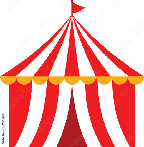 Striped red circus tent stock vector illustration.