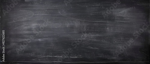 Empty black chalkboard background with smudges and scratches  perfect for educational  school  or business presentations.