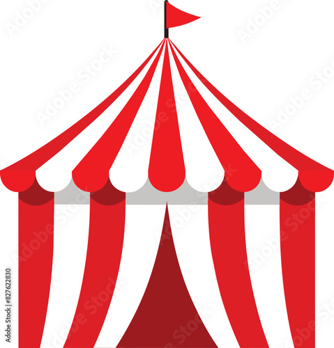 Striped red circus tent stock vector illustration.