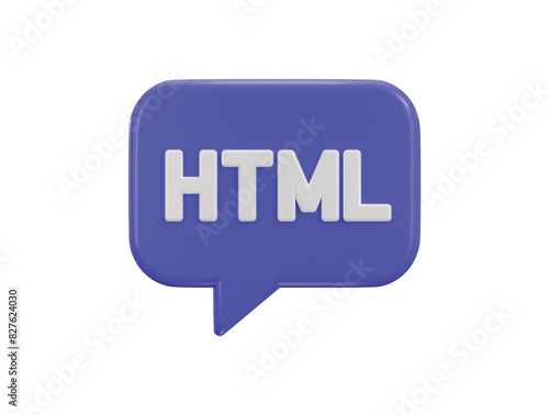 HTML icon 3d render concept of programming language icon vector illustration