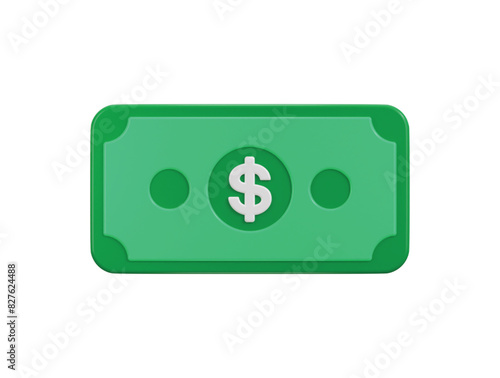 Money icon with dollar sign 3d rendering vector illustration