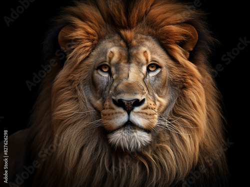Witness the regal demeanor of a lion  its detailed mane and piercing gaze exuding magnificence