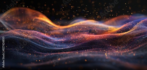 A Stunning Ultra View  Waves and Particles Dance on a Gradient Background with Colorful Particles  Creating a Mesmerizing HD Wallpaper that Captures the Harmony and Beauty of Waves and Particles Blend