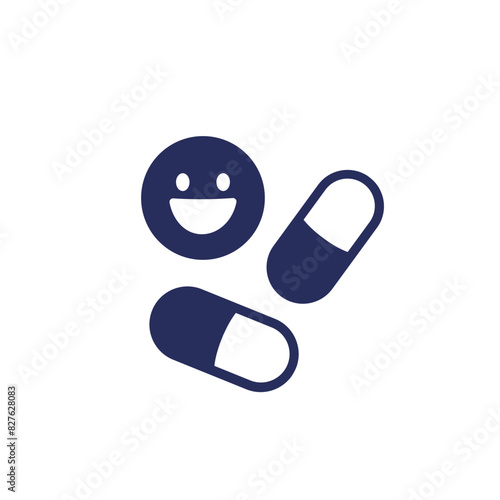 antidepressant pills icon on white