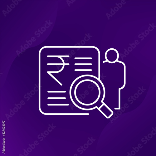 auditor line icon with indian rupee