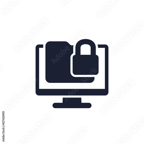 locked folder icon with a computer on white