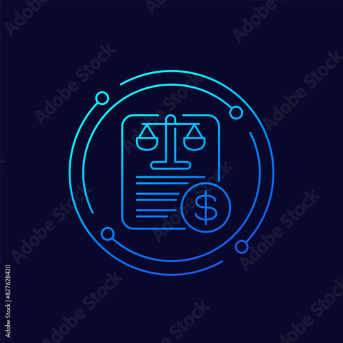 legal costs icon, linear design