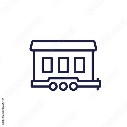 mobile home icon, house trailer line vector