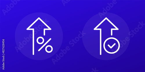 profit increase or growth line icons, vector