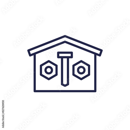 Parts storage icon, Spare parts in warehouse line vector