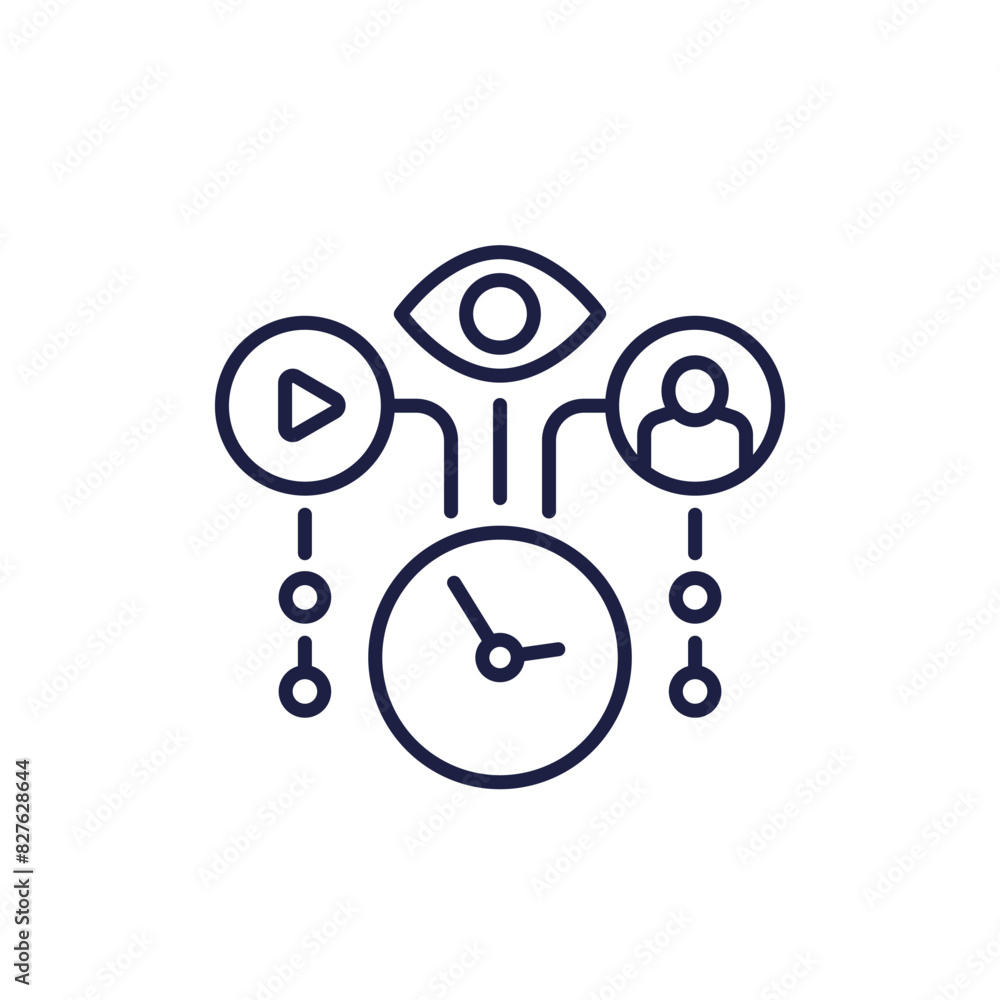 watch time, views analytics line icon watch time, views analytics line icon