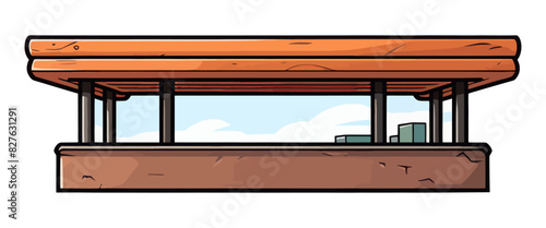 Vector illustration of an open pavilion with a flat wooden roof, perfect for architectural and outdoor designs.