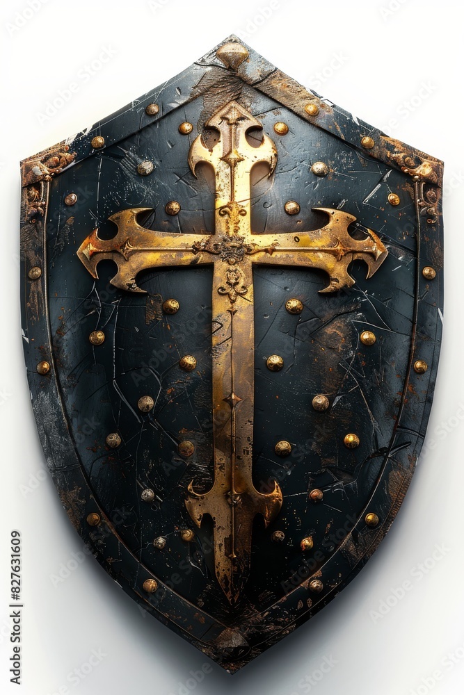 Black and Gold Shield With Cross