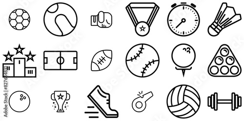 Set Of Sports Icons Collection Isolated Silhouette Solid Icons Including Medals,Exercise,Ball,Sport,Football Business Infographic Elements Logo Vector Illustration