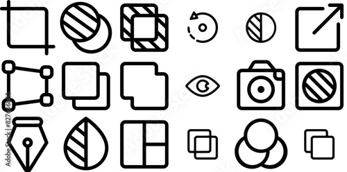 Set Of Linear Photo Editor Solid Vector Symbols Apps, Websites Ui Designs Suitable For Filter,Pathfinder,Editor,Photo,Object Set Vector Flat Line Icons