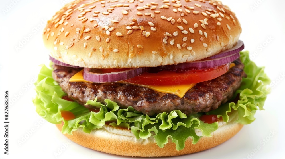 Classic hamburger stock photo, isolated in white. Classic hamburger stock photo, isolated in white.