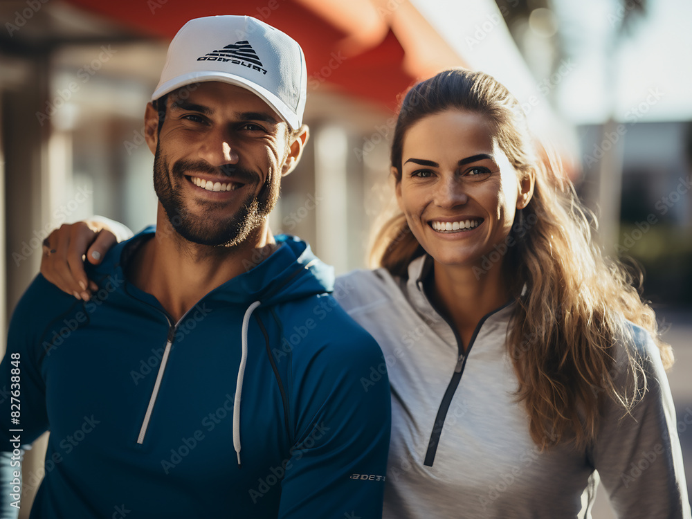 Sporty duo revels in post-run happiness together Sporty duo revels in post-run happiness together