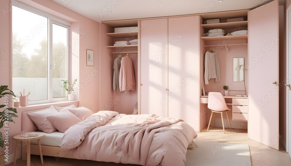 Fototapeta premium Scandinavian bedroom interior design bedroom