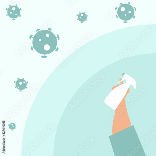 Treating bacteria, virus with disinfectant