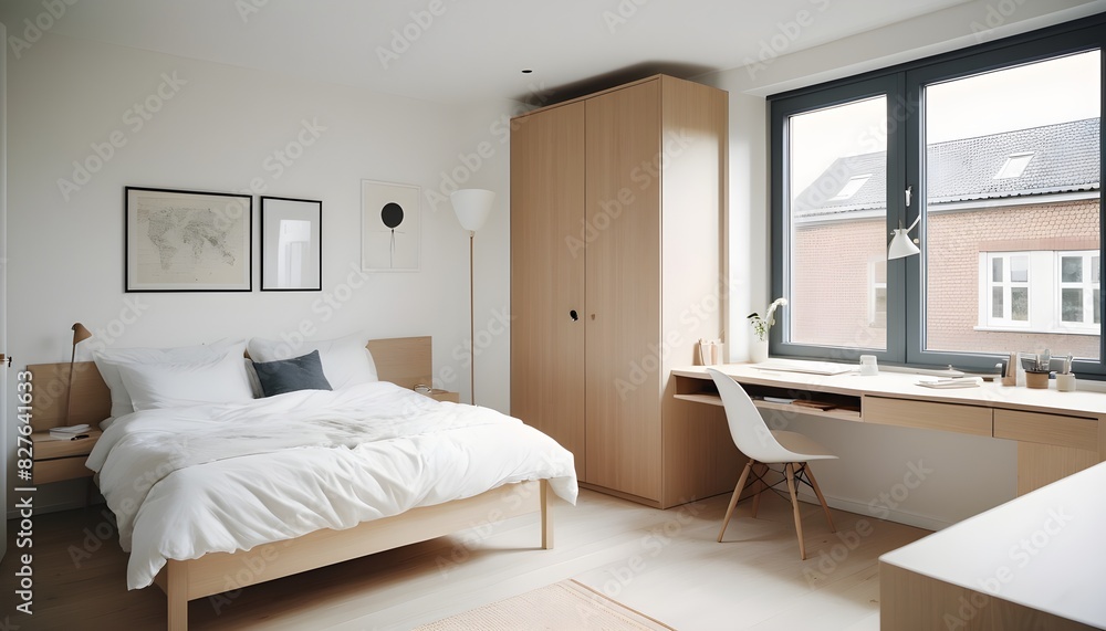 Fototapeta premium Scandinavian bedroom interior design bedroom