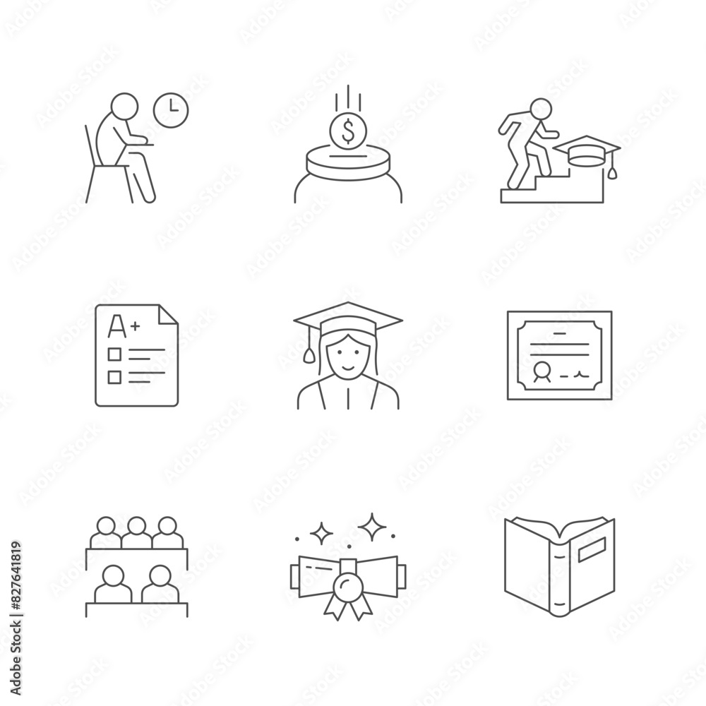 Set line icons of university Set line icons of university