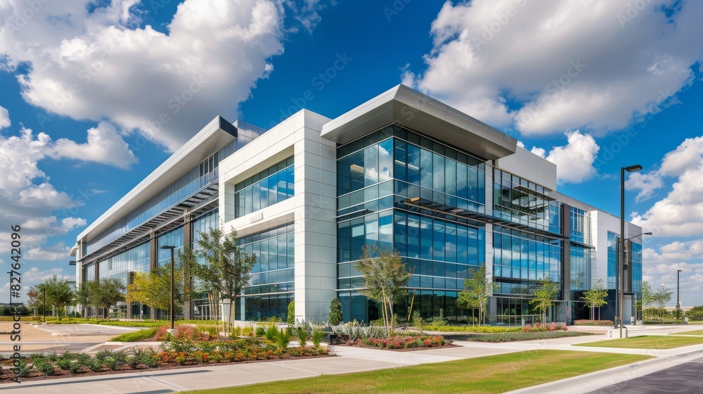 A luxury office building with high-end finishes and premium amenities A luxury office building with high-end finishes and premium amenities