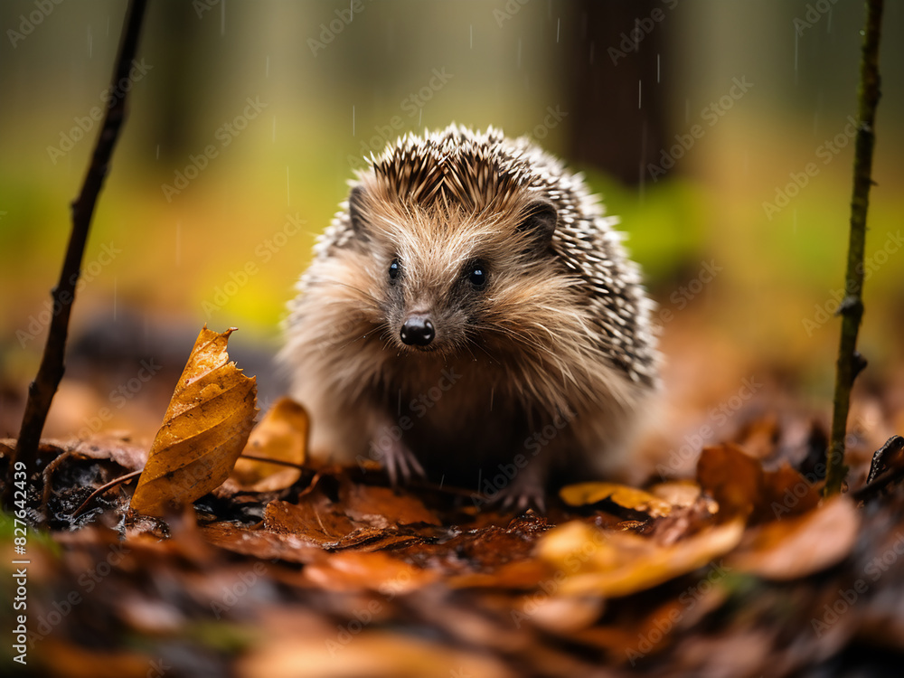 A hedgehog explores a damp autumn forest in striking macro detail A hedgehog explores a damp autumn forest in striking macro detail