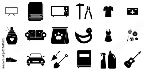 A Collection Of Ecommerce Product Glyph Icons Web Header Banner Design Containing Trowell,Product,Equipment,Electronics,Ecommerce Stroke Icon Collection. Vector Illustration