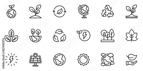 Set Of Linear Ecology Icons Collection Isolated Silhouette Solid Icons Including Environment,Eco,Green,Ecology,Nature Business Infographic Elements Logo Vector Illustration