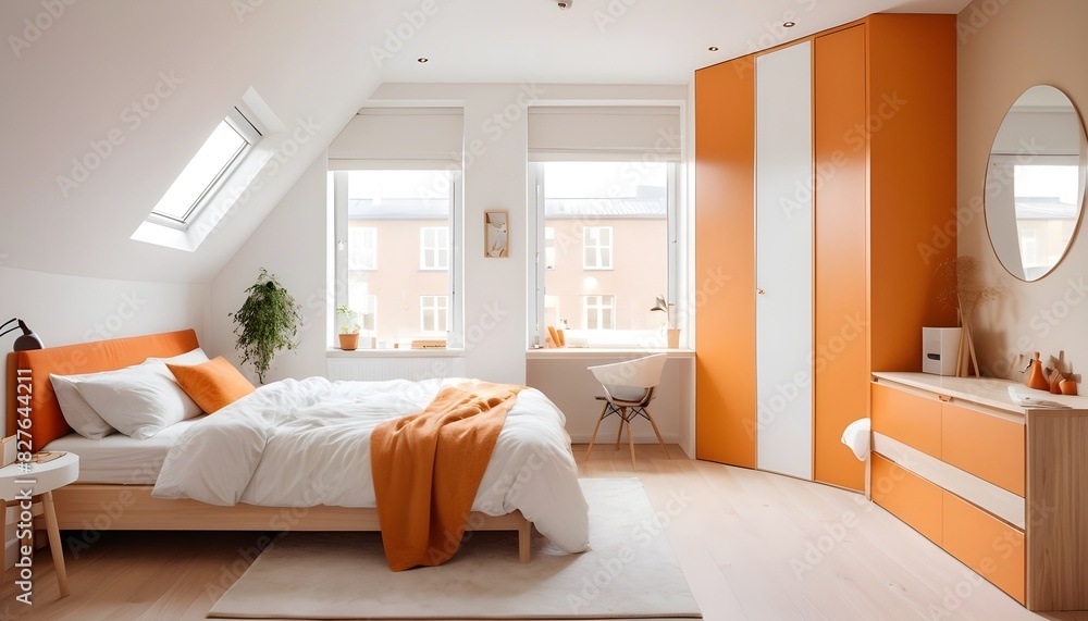 Fototapeta premium Scandinavian bedroom interior design bedroom