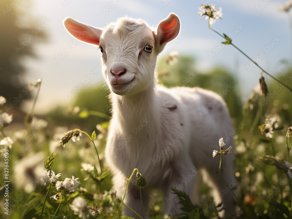Meadow's tranquility captured in a goatling's portrait Meadow's tranquility captured in a goatling's portrait